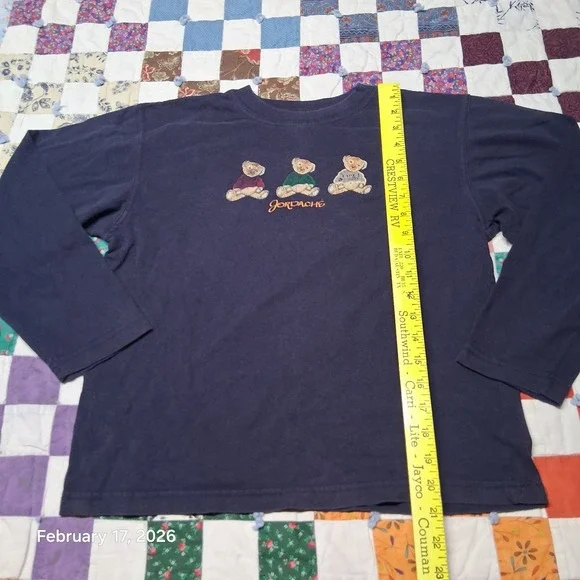 Vintage Jordache 3 Teddy Bear Girls Youth Shirt Size Large Dark Navy Blue - Picture 3 of 6